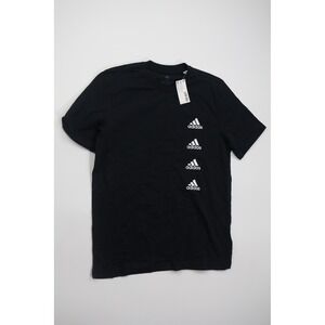 Adidas T-Shirt M FAVS Q2 Stacked Logo Medium Black Cotton Casual GK9417